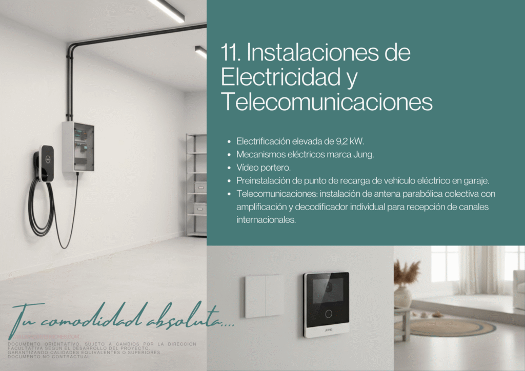 Instalaciones: Electricidad y telecomunicaciones Memoria de Calidades