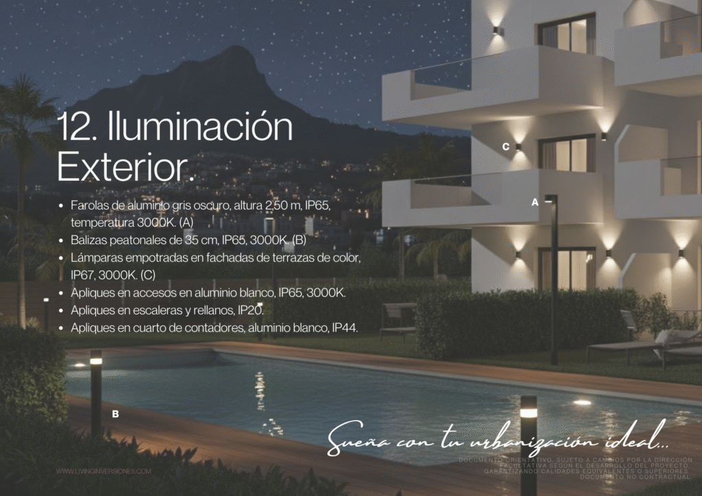 Iluminación exterior Memoria de Calidades