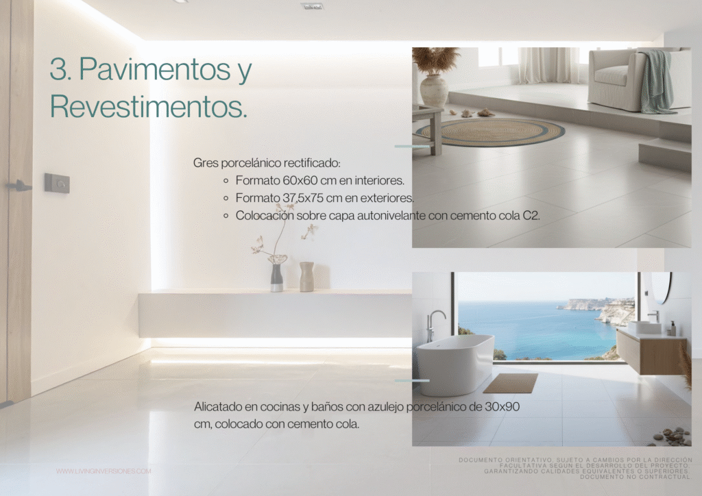 Pavimentos y revestimentos Memoria de Calidades