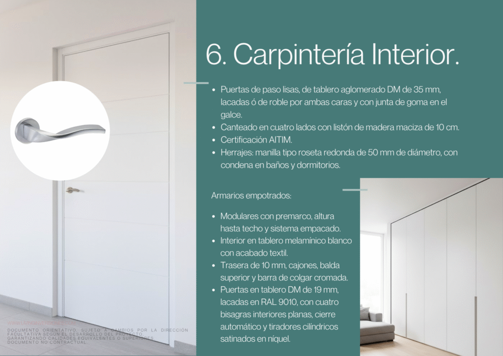 Carpintería interior Memoria de Calidades