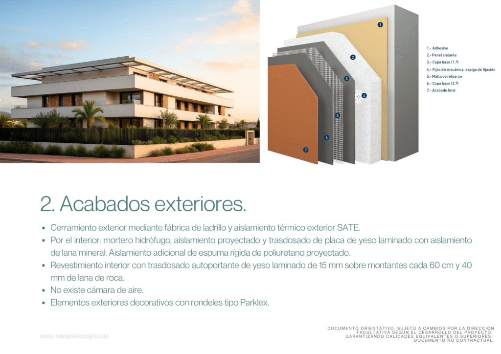 Acabados exteriores Memoria de Calidades